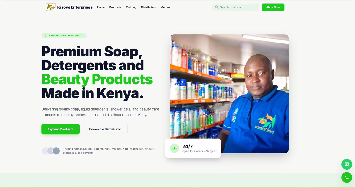 Kisove Enterprises — website built by NairobiSites